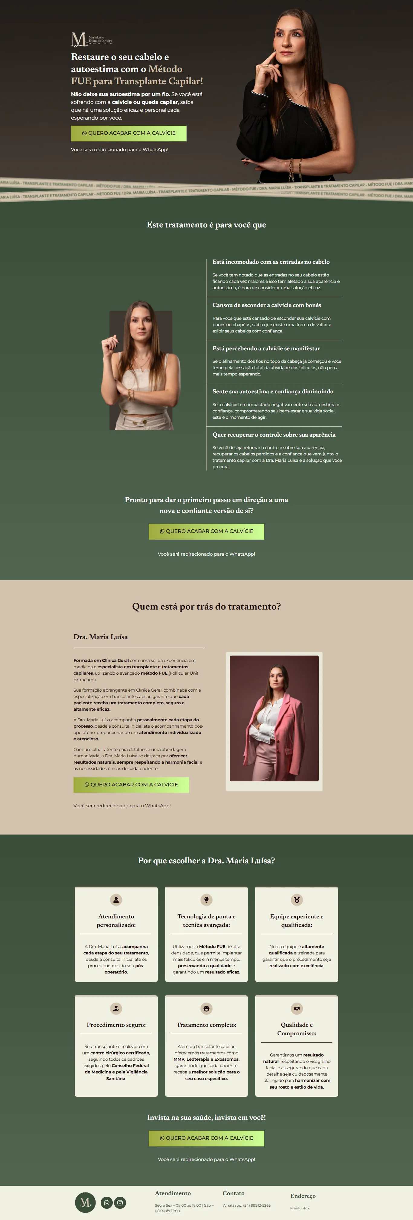 Landing page completa da Dra. Maria Luísa Ebone de Oliveira