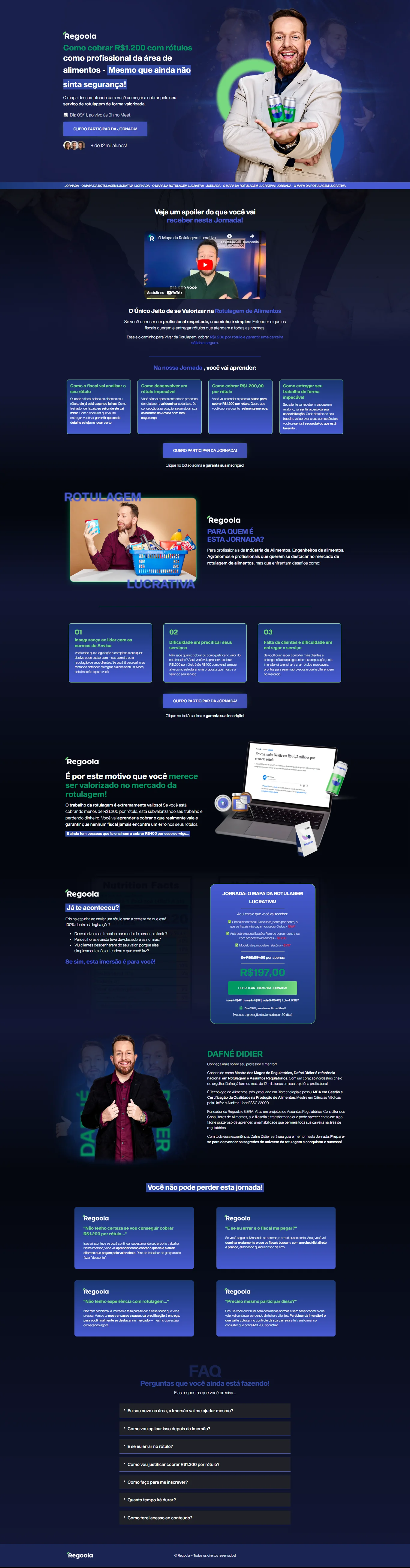 Landing page completa do Regoola